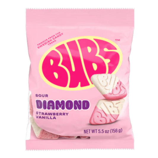 Bubs Sour Diamond Strawberry Vanilla Swedish Candy